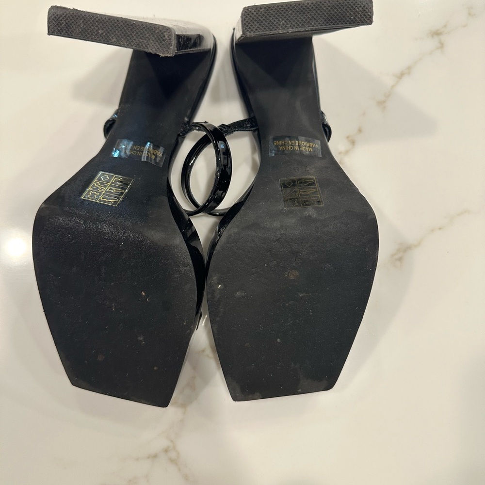 Jeffrey Campbell Hustler Black Patent Block Heel Sandals Size 7.5 - Picture 4 of 6